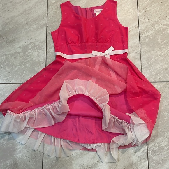 American Girl Vibrant Pink Formal Dress with White Bow - Picture 3 of 5